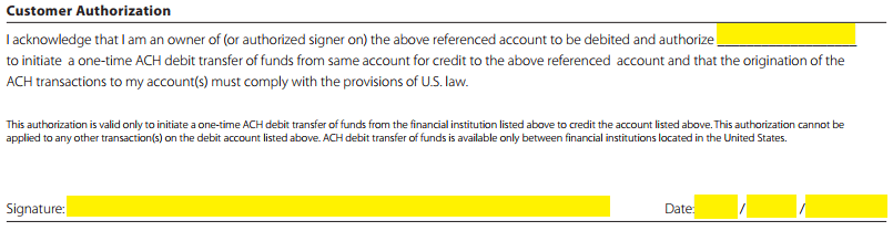 Free 1-Time ACH Payment Authorization Form - PDF