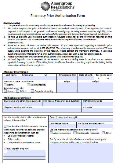 Amerigroup approval form st charles accenture