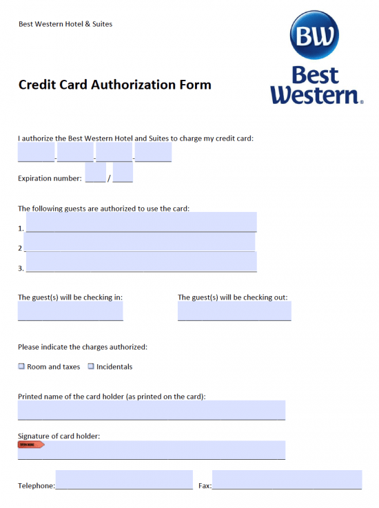 free-best-western-credit-card-authorization-form-pdf