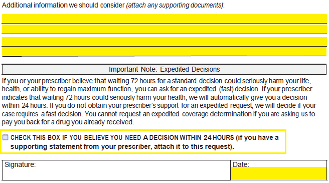 Free CIGNA Healthspring Prior Prescription (Rx) Authorization Form - PDF