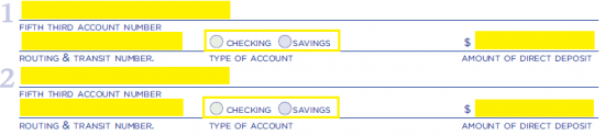 third fifth direct deposit bank form authorization number routing account savings transit deposited checking directly amount