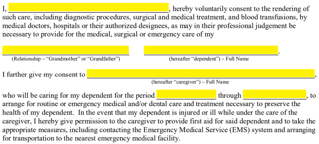 Free Grandparent Medical Consent Form PDF Word Free grandparent medical consent form pdf word