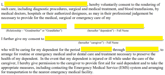 Medical Permission Letter For Child from authorizationforms.com