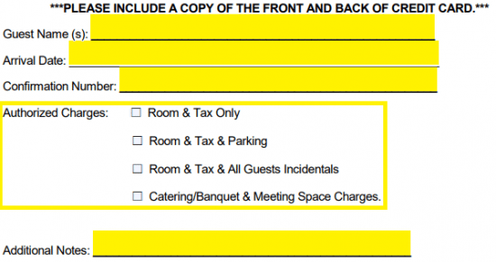 Free Hampton Inn Credit Card Authorization Form Pdf Word 3165