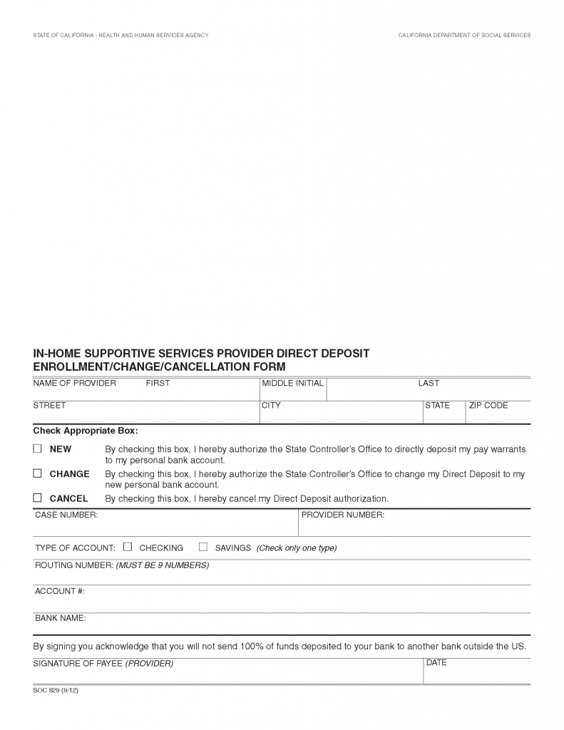 Free In Home Supportive Services Ihss Direct Deposit Form Pdf 0779