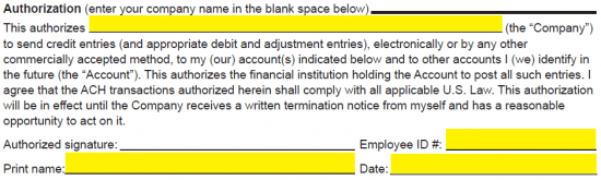 intuit quickbooks employee direct deposit form