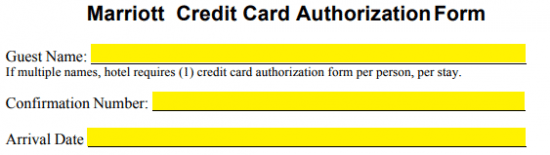 Free Marriott Credit Card Authorization Form Pdf 6732