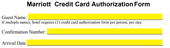 Free Marriott Credit Card Authorization Form Pdf 4722