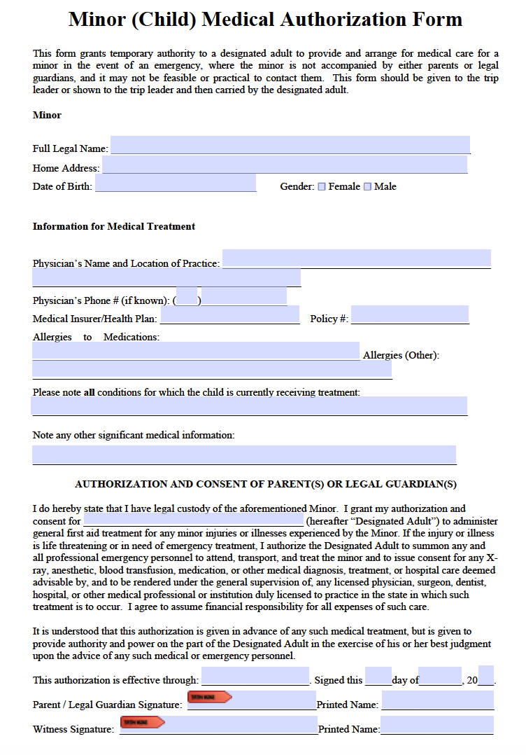 Free Medical Consent For Minor Template 6836