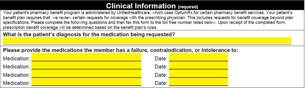 Free OptumRX Prior Prescription (Rx) Authorization Form PDF