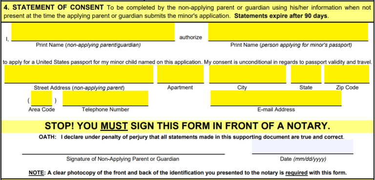 Free Passport Parental Consent Form Ds 3053 Pdf