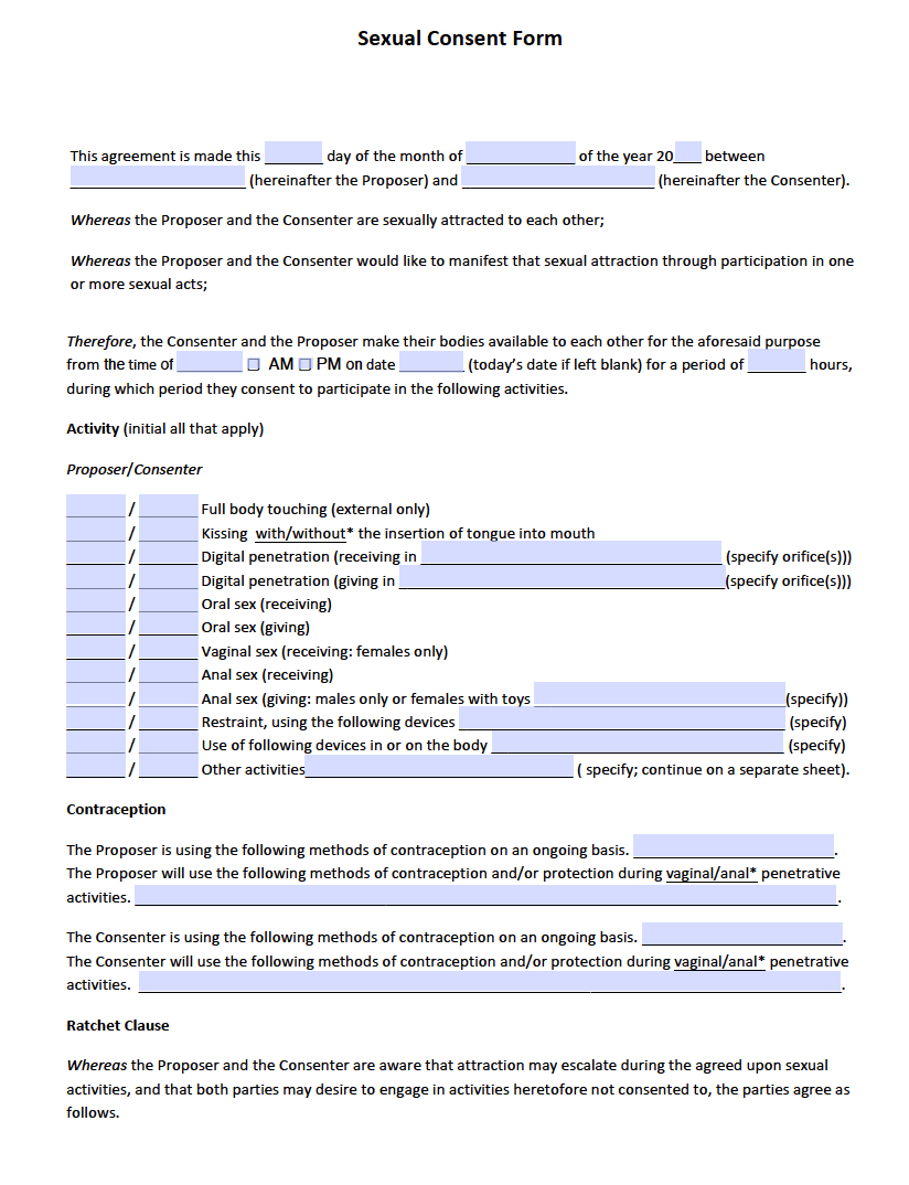 Free Sexual Consent Form Pdf