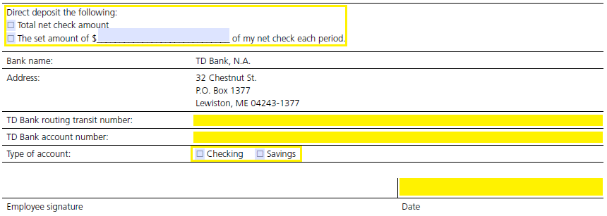 how to set auto deposit in td bank