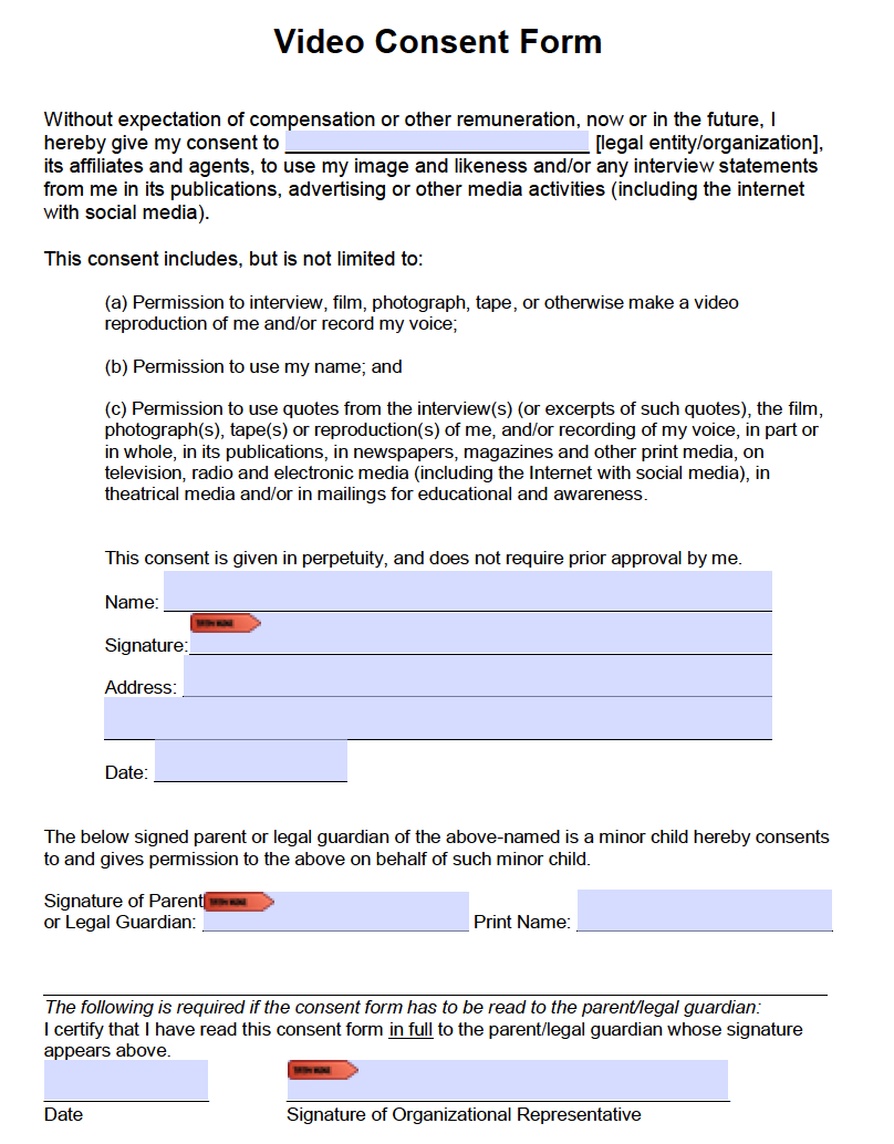 Free Video  Consent  Form  PDF