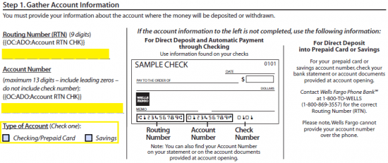 wells fargo bank account number on check